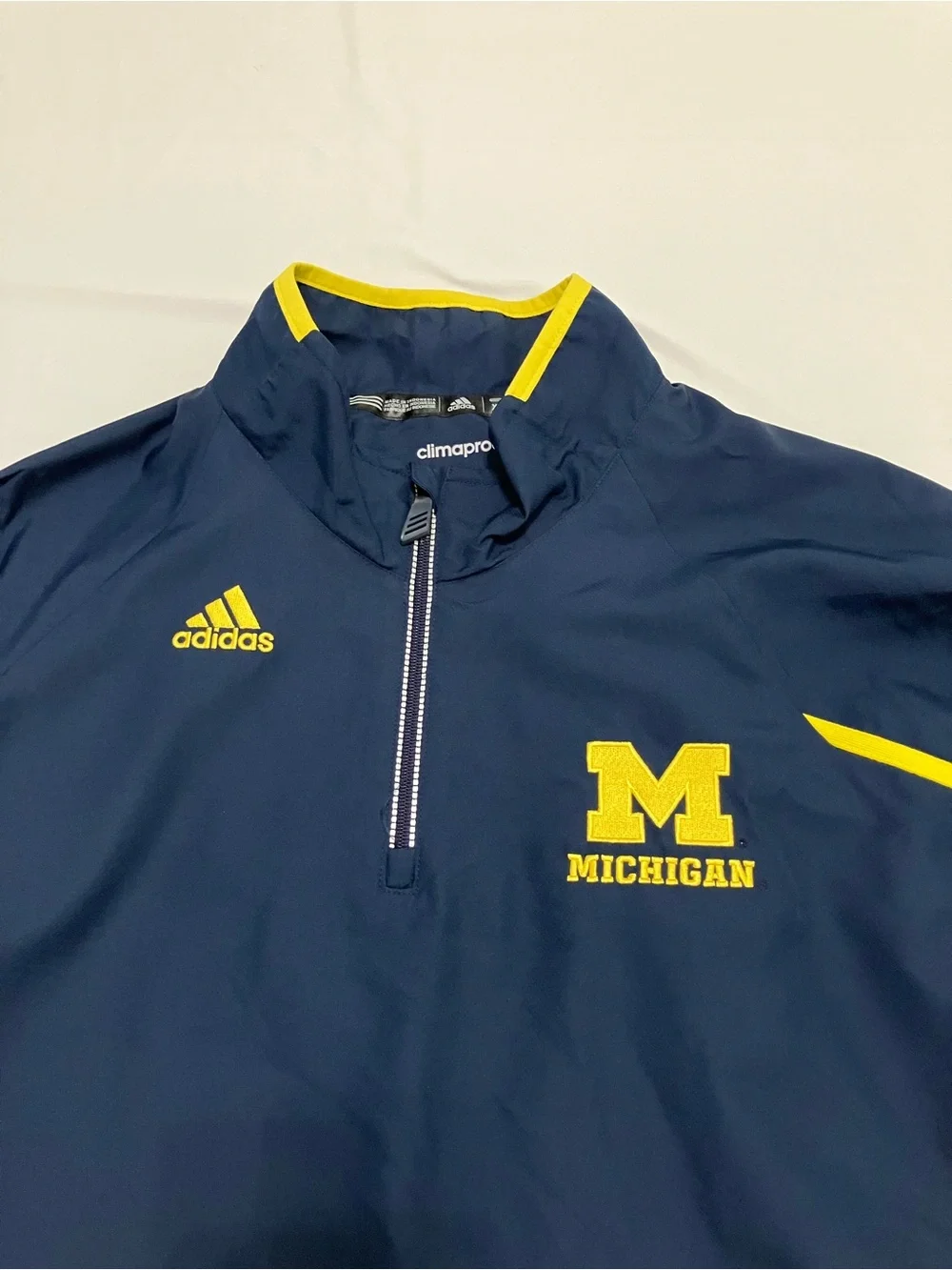 Adidas Michigan Wolverines Climaproof Quarter Zip Pullover Mens XL Navy Blue